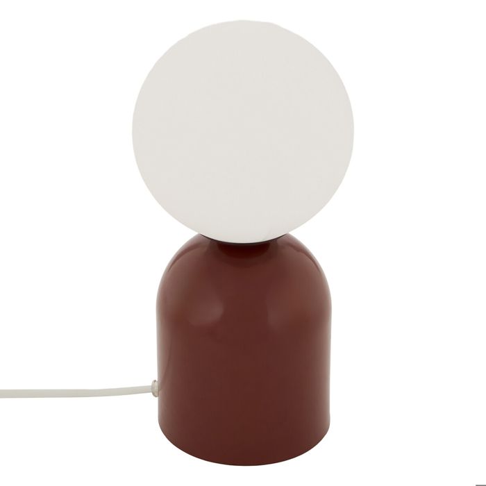 Lampe à poser avec globe opalin et base en acier Rouge 10x23 cm