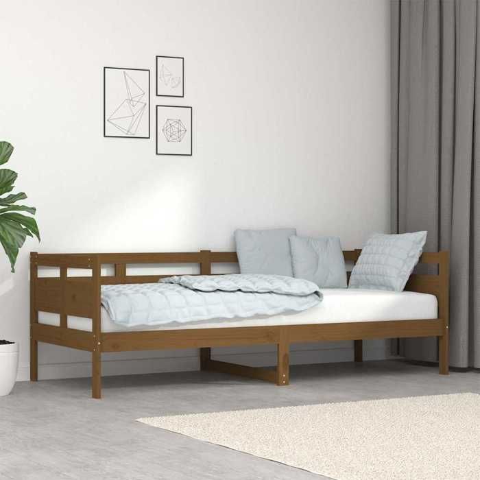 Lit de jour - MAISON EXCLUSIVE - 80 x 200 cm - Pin massif - Marron miel - Sommier à lattes inclus