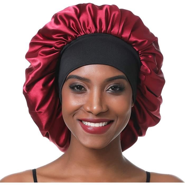 de Nuit en Satin élastique à Large bande pour Femme,Cheveux Longs, Cheveux Bouclés (L