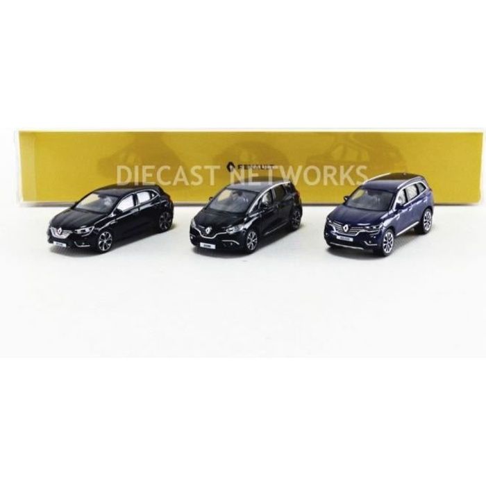 Voiture Miniature de Collection - CONSTRUCTOR MODELS 1/64 - RENAULT Megane IV - Scenic IV - Koleos II - Black / Black / Blue -