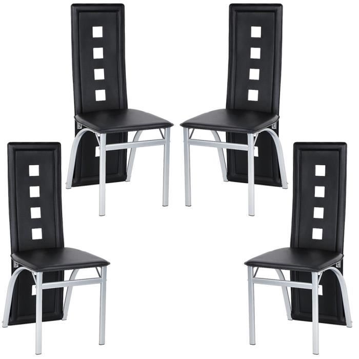 Lot de 4 chaises astria en cuir artificiel, noir - Mobilier Privé