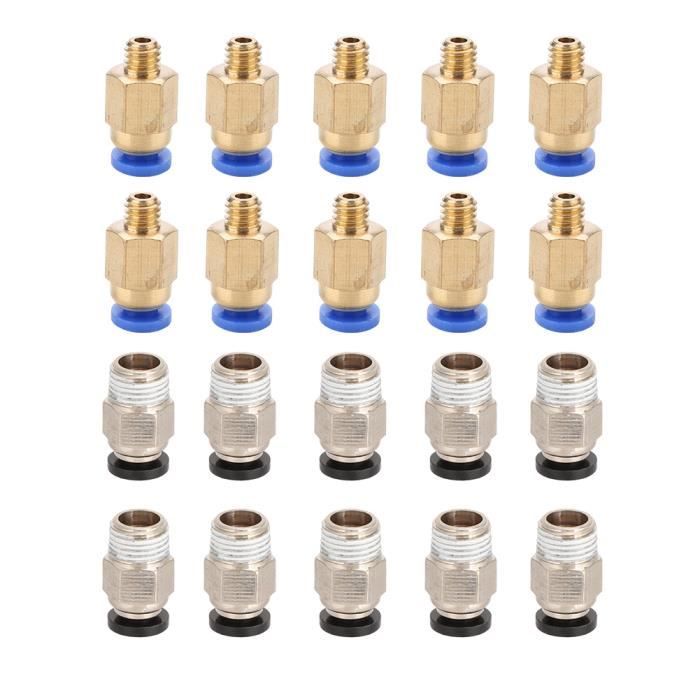 Lot De 10 Connecteurs Pneumatiques PC4-M10 – Pour E3D-V6, Compatible Ender-3, Ender-3 V2, En Acier Inoxydable | Raccords Droits Mâles Pour Tube PTFE 4 Mm - 6