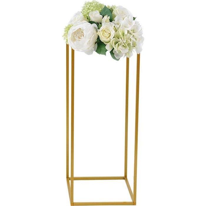 Lot de 10 supports pour fleurs de table en métal doré pour mariage - Tube carré de 10 mm - Support amovible