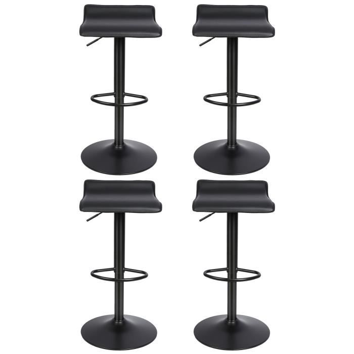 Viyiduo TABOURET DE BAR 4×tabourets de bar en cuir dur à plateau carré pivotant à 360° noir