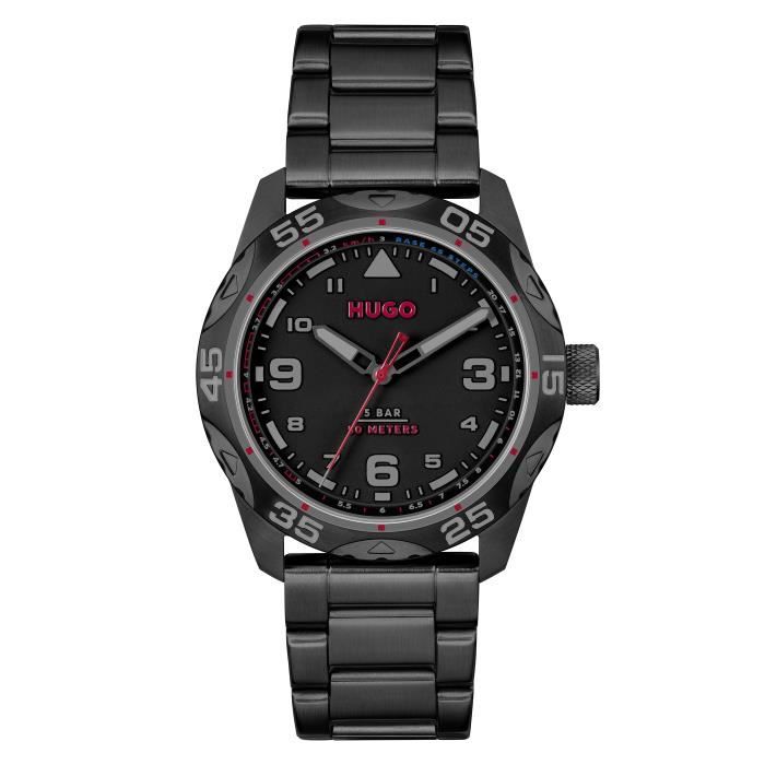 Montre HUGO Trek Acier Noir Résistante à l'eau 50m Noir