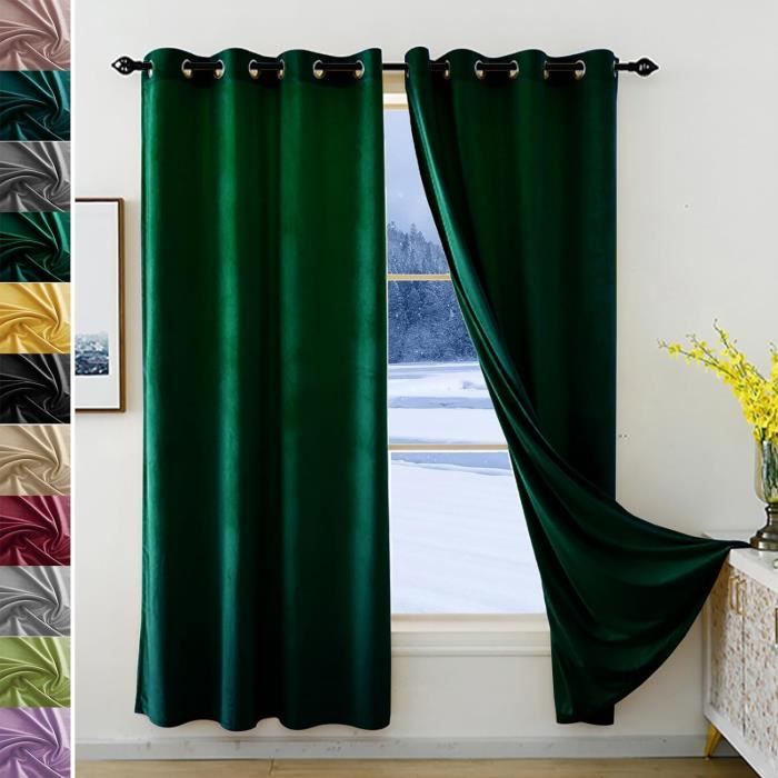 Rideau Occultant Thermique 360x200 Cm - Noir, Polyester 230g/m², œillets 4 Cm - Isolation Lumière Et Froid