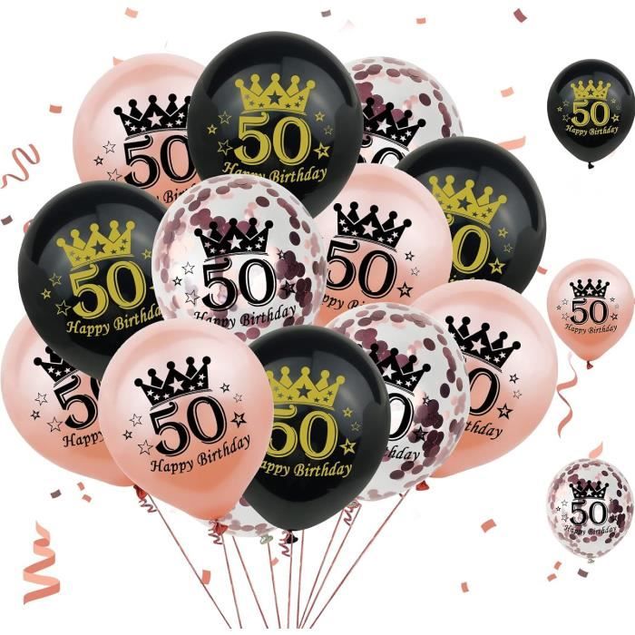 6 ballons 23 cm joyeux anniversaire 50 ans rose gold