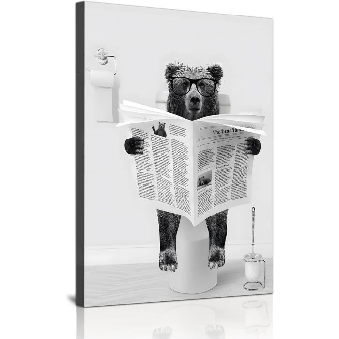 3 Pièces Décoration Murale Salle De Bain Poster Loutre Drôle Noir Et Blanc - 20x30cm