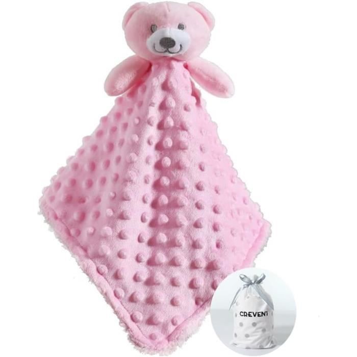 Doudou Pour Fille Moelleux En Peluche - Devant À Pois En Minky Et ...