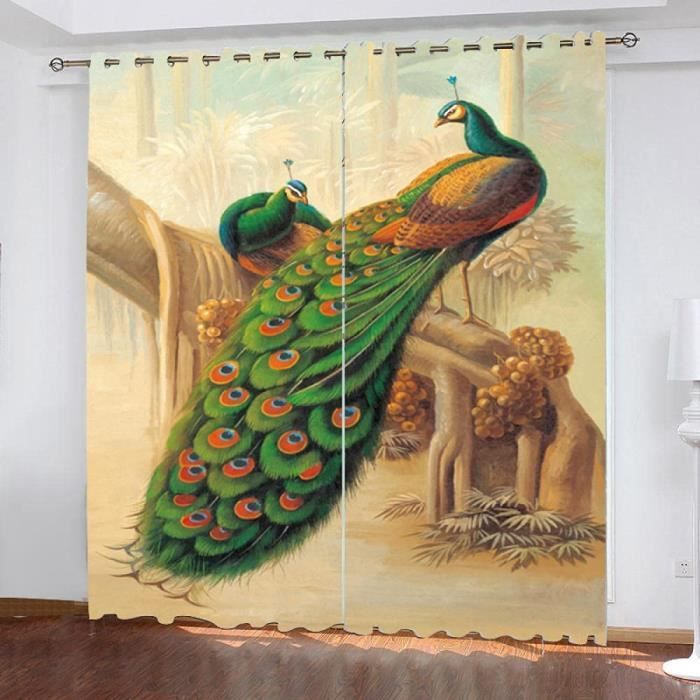 Rideaux Occultants 3D Impression Fleurs - 2 Pièces 140x245 Cm - Isolants Thermiques Et Anti-Bruit - Polyester