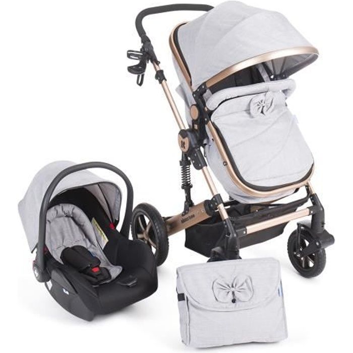 Poussette Combinee Trio 3 En 1 Avec Siege Auto Darling Kikka Gris Cdiscount Puericulture Eveil Bebe