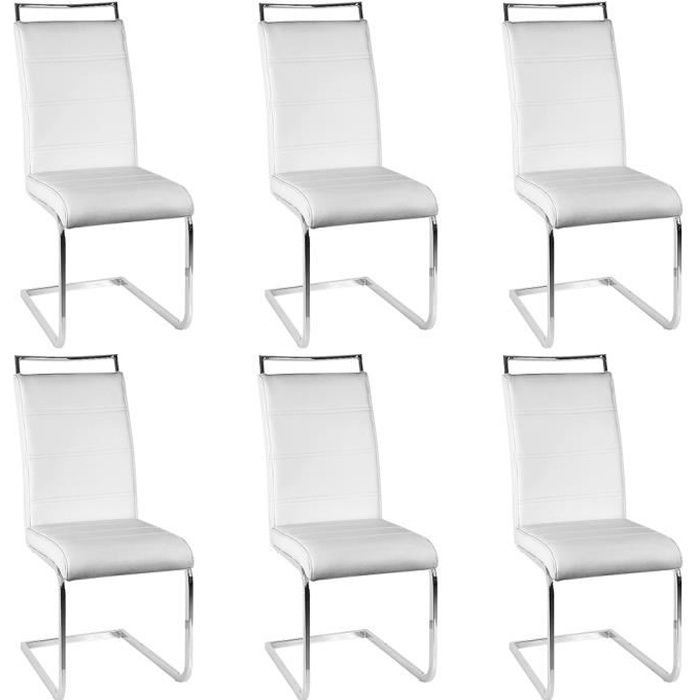 Lot de 6 Chaises blanches Chaise de salle à manger avec Dossier Haut Bien rembourrage