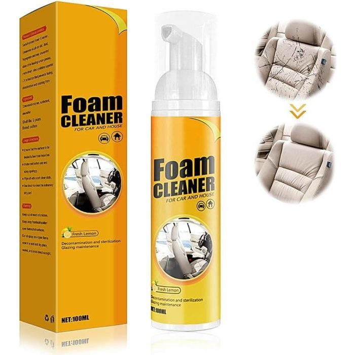 Multifonctionnel Foam Cleaner, 100ml Nettoyant Mousse, Portable Nettoyant pour Sièges De Voiture, sans Rinçage Foam Cleaner Voiture