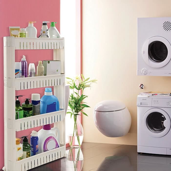 Etagere Meuble Chariot De Niche Rangement Sur 4 Etages Desserte De Cuisine Salle De Bains Blanc 54 5 12 5 102cm