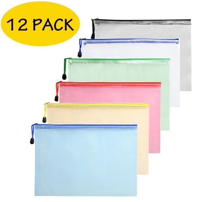 Pochette Document, Pochette Zip, Pochettes Transparentes,12 Pièces A4  Pochette Plastique A5 Zip Fermeture Document Chemises Paquet Transparentes  Documents Dossier pour Fournitures Bureaux Voyage : : Fournitures  de bureau