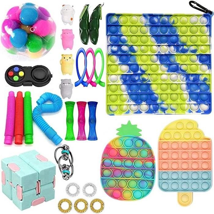 12 Jouets D'agitation Anti-stress - Anneaux En Silicone Pour Enfants Et Adultes, Aide à La Concentration - 10