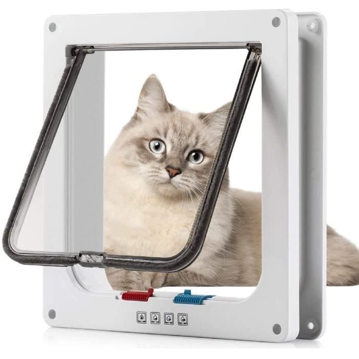 Sailnovo Chatiere Pour Chat Chatiere Magnetique Avec Verrou Rotatif A 4 Voies Pour Chat Xl X 22 X 5 5 Cm Blanc Cdiscount Animalerie