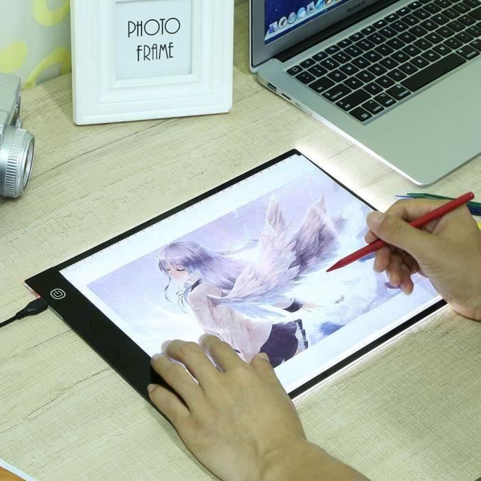 CHEVVY Tablette Lumineuse LED A4 - 3mm D'Épaisseur, 3 Niveaux De Luminosité, Rechargeable USB