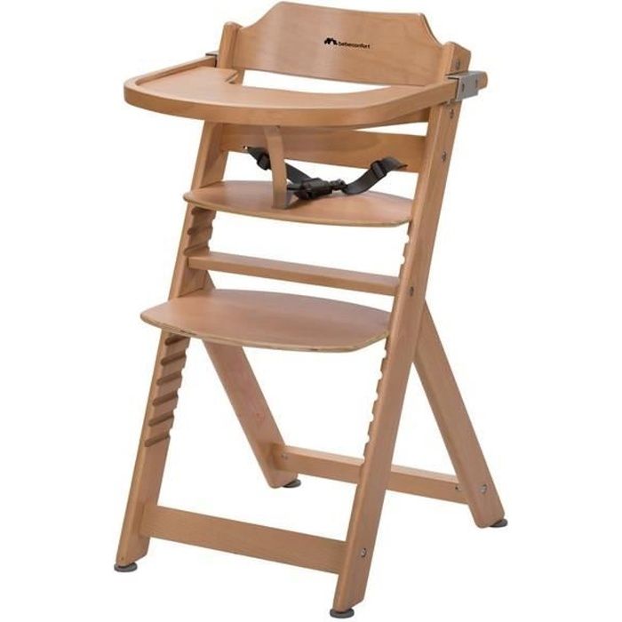 BEBE CONFORT Timba Chaise haute bébé, Chaise bois, De 6 mois à 10 ans (30kg), Natural wood