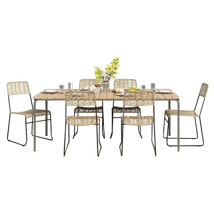 ensemble table asti en bois d'acacia fsc 200 cm et 6 chaises - beau rivage - collection repas - extérieur