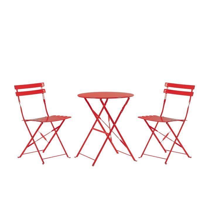 Beliani - Salon de jardin bistrot table et 2 chaises en acier rouge FIORI