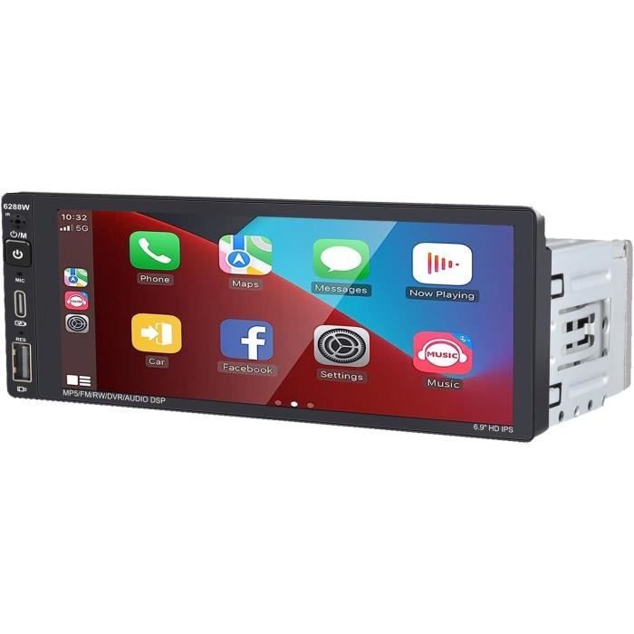 Autoradio 1 DIN Avec CarPlay/Android Auto Sans Fil - Écran Tactile 6.86" - Bluetooth, Caméra De Recul, Radio RDS - 12V