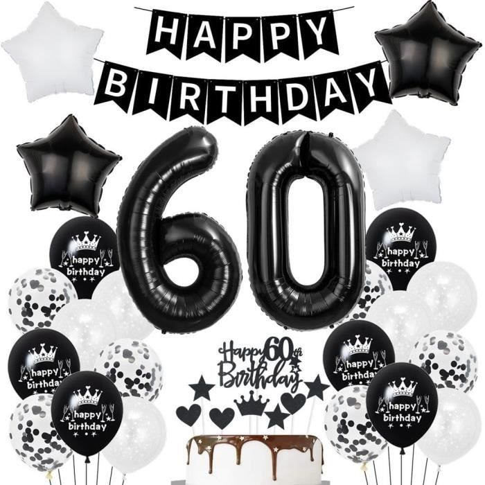 Decoration Anniversaire 60 Ans Homme Femme, Ballon 60 Ans Anniversaire De Fête En Noir Or Decoration Anniversaire 60 Ans Homme Femme, Ballon 60 Ans Anniversaire De Fête En Noir Or