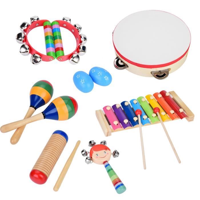 Jpnew Ensemble Dinstruments De Musique Pour Tout-Petits Et Enfants Dage Prescolaire Jouet 100 Bois Jouet Musical Bebe Jou Amz B0
