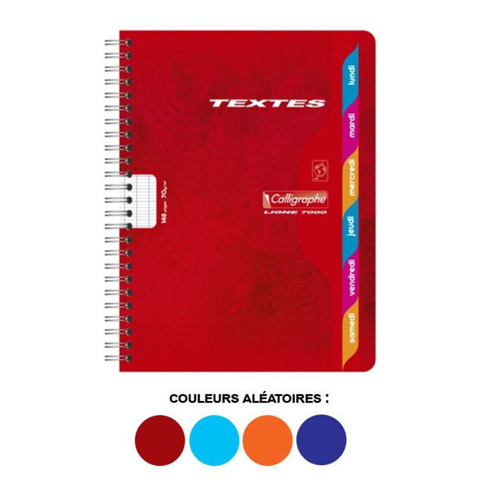 Cahier de textes avec spirale