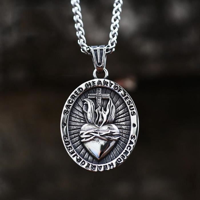 Pendentif Collier Rétro Coeur - Plaqué Or Et Cristaux - Modèle 2044 - Occasion Bon état