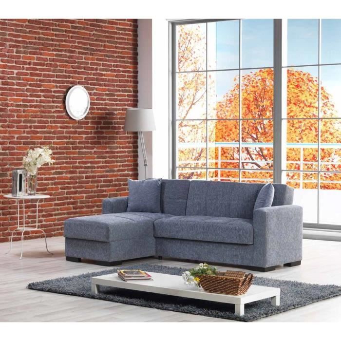 dmora - canapé fernando, canapé d'angle avec péninsule réversible, canapé avec chaiselongue et 2 coussins, 230x150h81 cm, gris