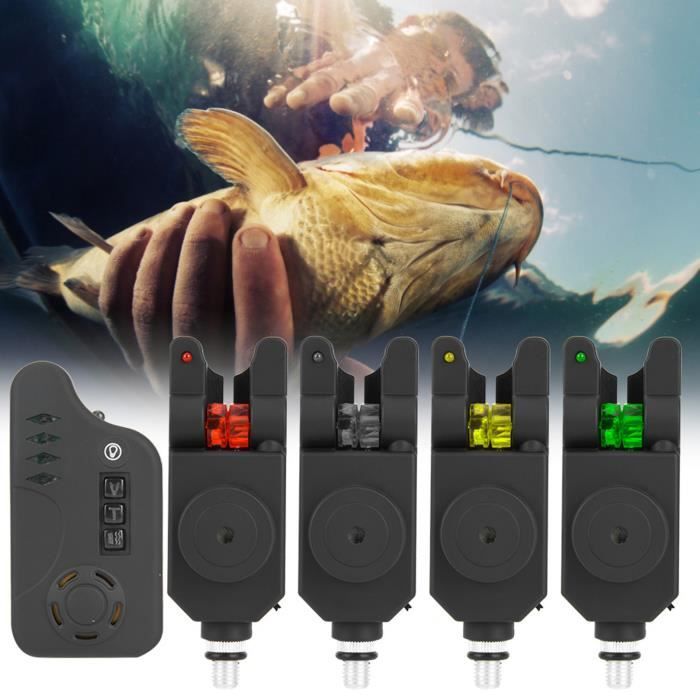Alarme De Touche De Pêche électronique - Détecteur De Morsure Avec LED Et Sonnerie, Piles LR44 Incluses - Pour Pêche De Jour Et De Nuit, Carpe, Etc.