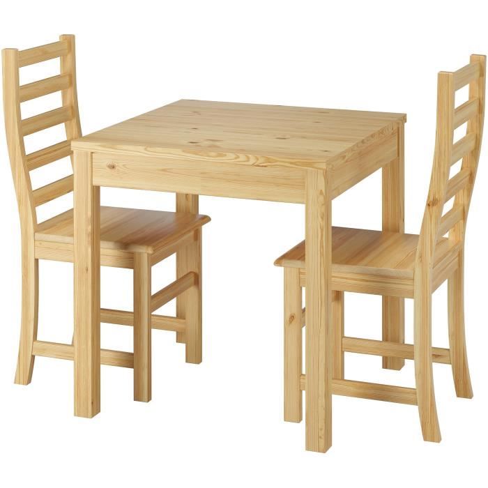 ensemble table à manger et 2 chaises, en pin massif naturel 90.70-50a-set21