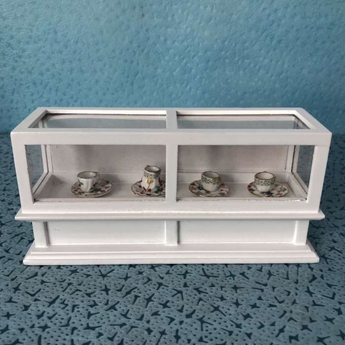 Vitrine Miniature En Bois Blanc échelle 1:12 Pour Maison De Poupée - Meuble Fait Main Décoratif