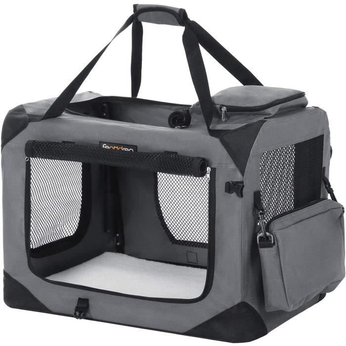 Cage pour Chien Cage de Transport Chiens 70 x 52 x 52 cm Gris Cage pour Chien Cage de Transport Chiens 70 x 52 x 52 cm Gris