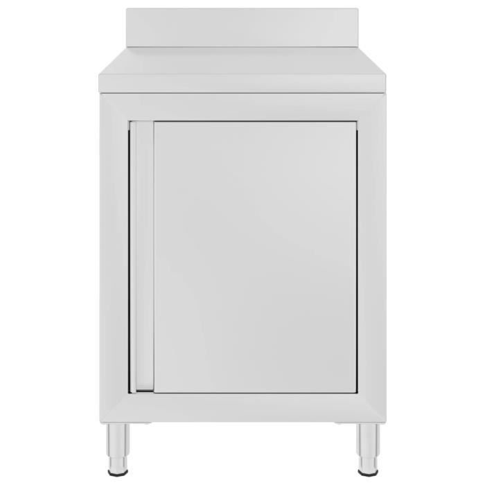 Table de travail commerciale - GAROSA - 60x60x96 cm - Acier inoxydable - Armoire de rangement - Pieds réglables