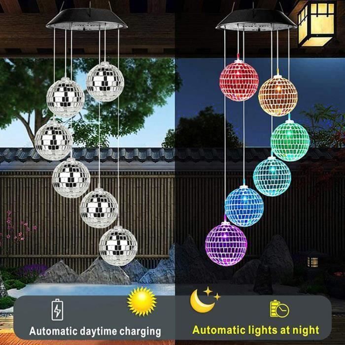 Carillon Éolien Solaire Chat LED – Imperméable à Changement De Couleurs | Décoration Extérieur Terrasse Jardin Balcon 75 Cm - 12