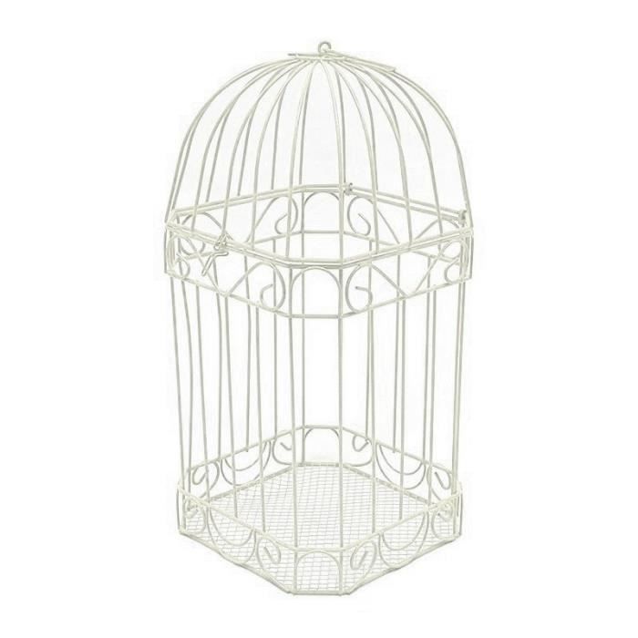 Urne De Mariage Cage à Oiseaux Volière En Métal Blanc 30 X 15 Cm Pour Cartes De Voeux Unique