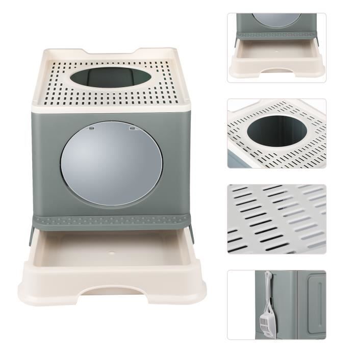 Meilleurs prix pour Bac à litière pliable pour chat - Homewell - L - 48*39*34cm - Gris