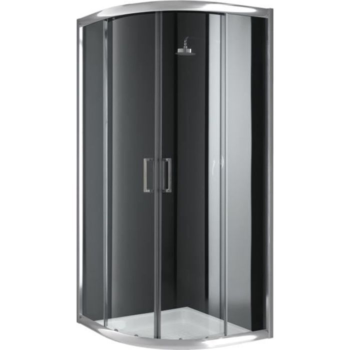 Cabine Paroi Douche Demi-Circulaire 80x80 H198 Transparent 6mm mod. Alabama - IDRALITE - Coulissante - Verre 6mm
