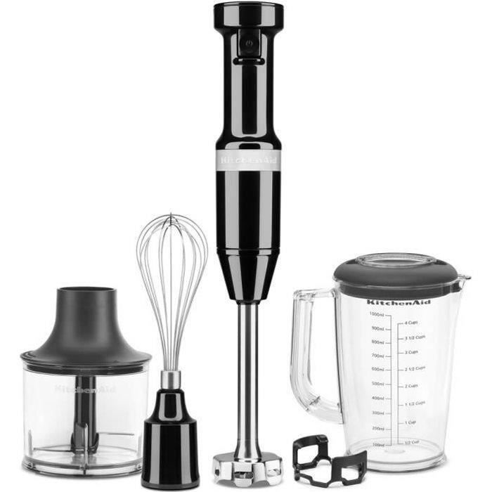 KITCHEN AID 5KHBV83EOB - Mixeur plongeant compact avec fil 180W - Axe mélangeur amovible avec lame en acier inoxydable - Noir Onyx