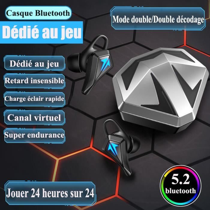 Casque Bluetooth 5.3 P50 Gaming TWS – Faible Latence, Autonomie XXL Et Étui De Charge, Noir