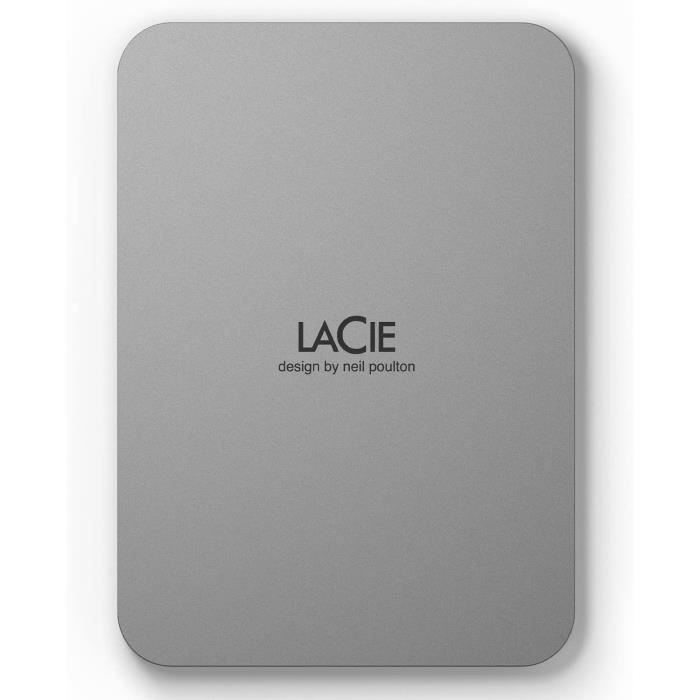 Disque dur portable externe – LACIE – Mobile Drive v2 – USB 3.1-C – 4To – Gris (STLP4000400)