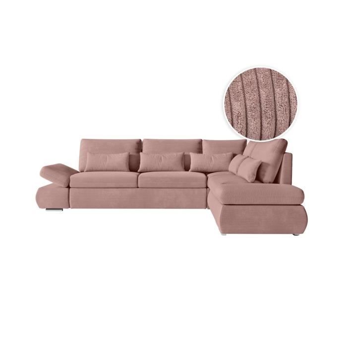 Canapé d'angle Rose Velours Moderne Confort