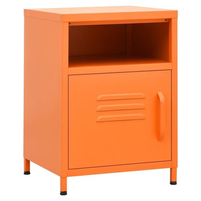 table de chevet orange 35x35x51 cm acier