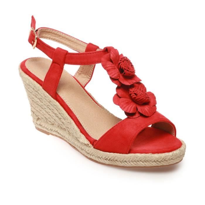 Femme Chaussures Chaussures à talons Sandales compensées Sandales compensées La Modeuse en coloris Rouge 
