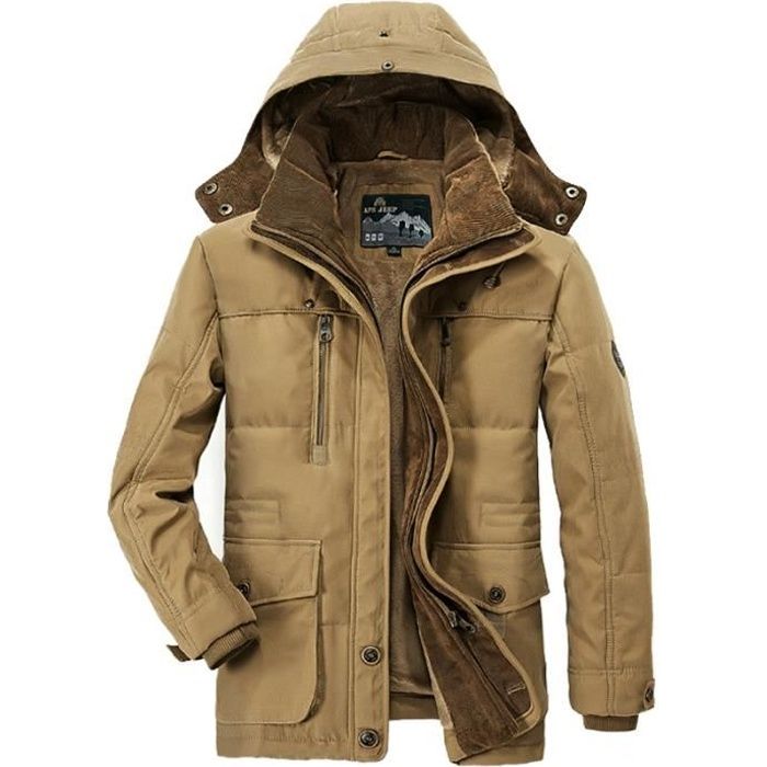 Manteau Homme Hiver à cap XXL Kaki - Cdiscount Prêt-à-Porter