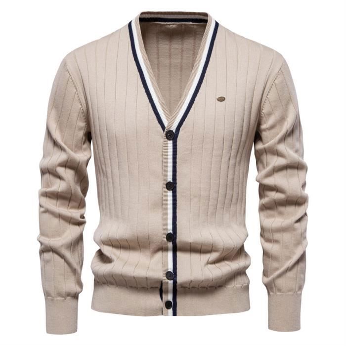 Cardigan Laine Homme Gilet Homme En Laine Mélangée - Col V Et Boutons - Élégant Et Polyvalent Pull Col V Homme