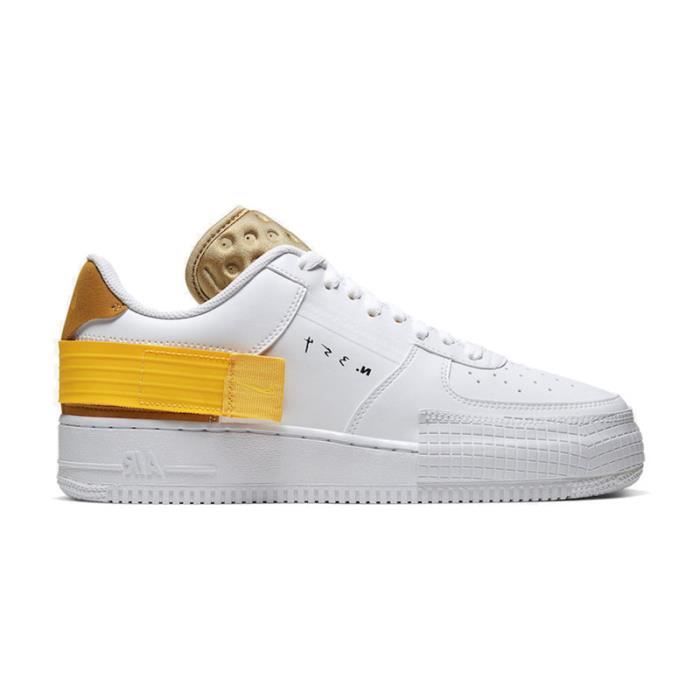 Basket Nike Air Force 1Type Homme Femme AT7859-100 Blanc-Jaune Blanc/jaune  - Cdiscount Chaussures
