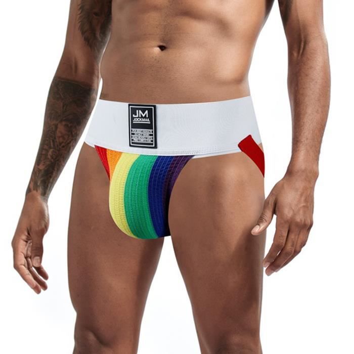 String Tanga Pour Homme sexy sport ceinture large couleur arc en